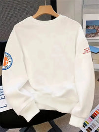 The new men's round-neck hoodie for Spring and Autumn 2025 features a street casual and fashionable 3D letter pattern print - Buy online at  Vibe In Cart.