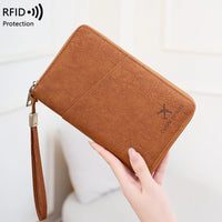RFID Blocking Polyurethane Passport Holder with Zipper