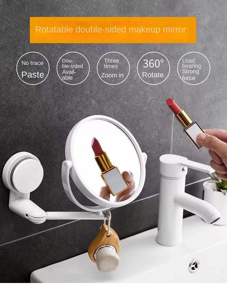 Wall Mirror Folding Arm Extend Bathroom Mirror Without Drill Swivel Bathroom Mirror Suction Arm Double Side Cosmetic Makeup - Buy online at  Vibe In Cart.