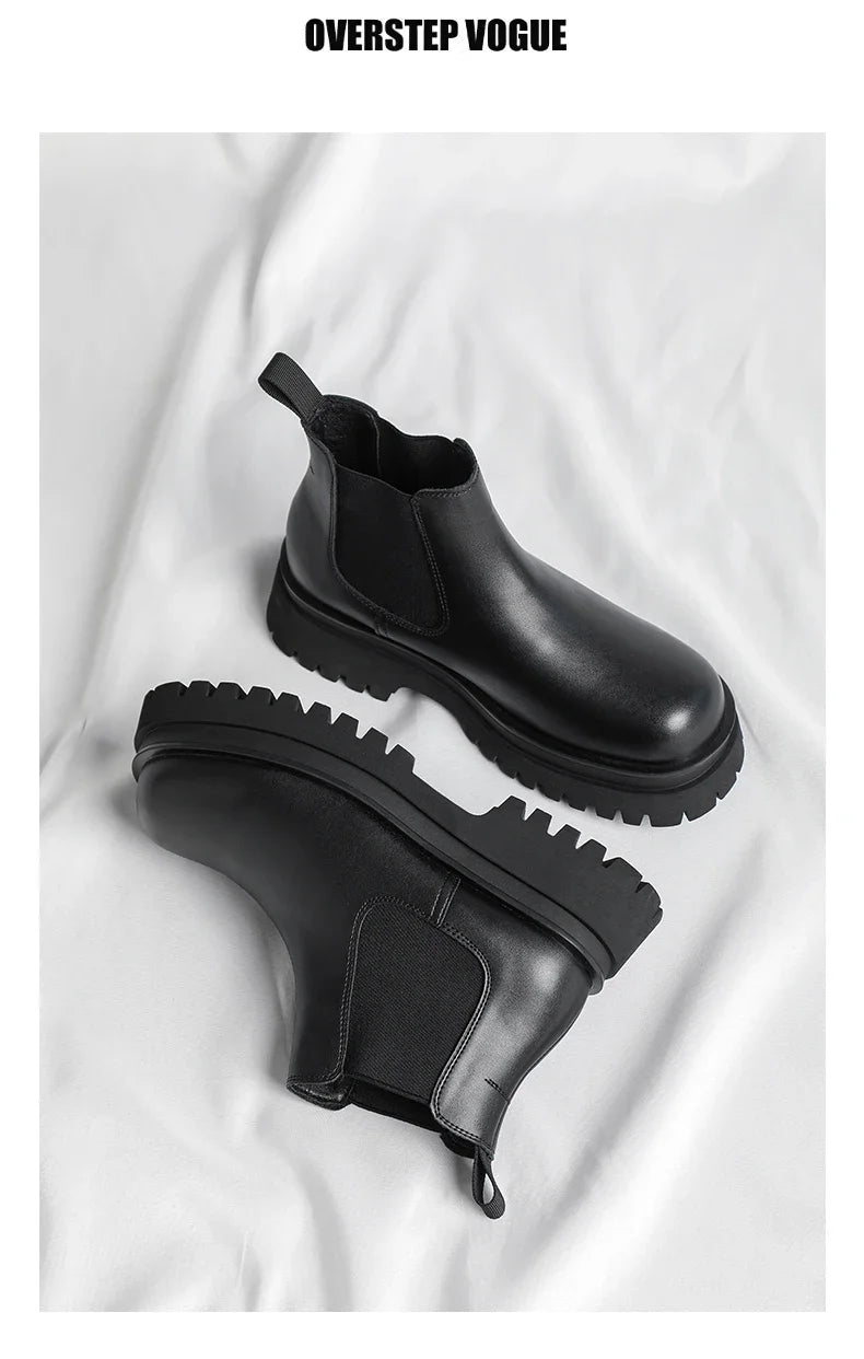 Men's Versatile Casual British Style Heightening Chelsea Boots, Paired with Trendy and Simple Ankle Boots for Outerwear. - Buy online at  Vibe In Cart.