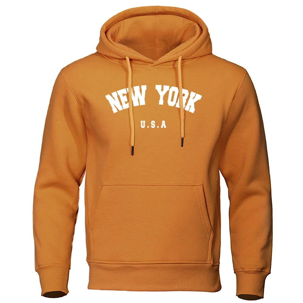 NEW YORK Letter U.S.A City Print Hoody Men Fashion Casual Long Sleeves Hooded Loose Oversize Pullover Hoodie Street Sweatshirt - Buy online at  Vibe In Cart.