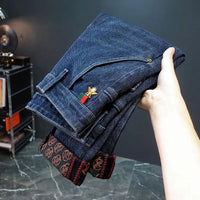 New Fashion winter Autumn Jeans Men's Printed Design Street All-Match Casual Soft Stretch Quality Men's Clothing Skinny Trousers - Buy online at  Vibe In Cart.