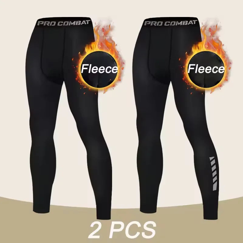 New Men's Warm Compression Leggings 1-2pcs Sports Training Pants Dry Fit Running Tights Fitness Basketball Jogging Fleece Pants - Buy online at  Vibe In Cart.