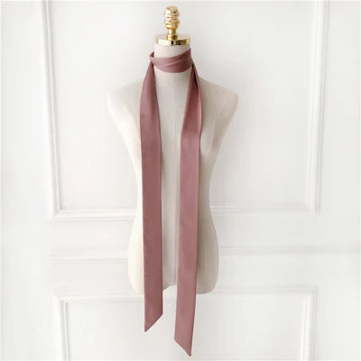 Women's Long Narrow Solid Color Polyester Scarf 190x5cm