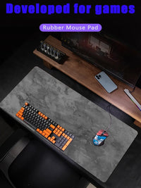 XXL Gray Rubber Mouse Pad With Stitched Edges For Gaming