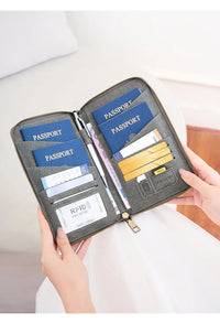 RFID Blocking Polyurethane Passport Holder with Zipper