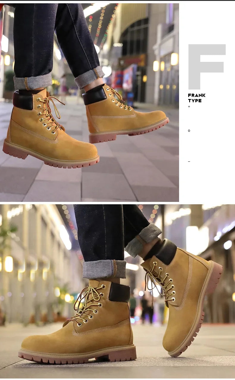 Genuine Leather Men's Winter Spring Ankle Treking Military Snow Yellow Tactical Boots Outdoor Footwear for Women Men Work Shoes - Buy online at  Vibe In Cart.