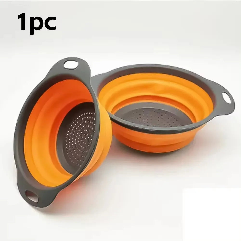 Silicone Folding Drain Basket Fruit Vegetable Washing Basket Foldable Strainer Colander Collapsible Drainer Kitchen Storage Tool - Buy online at  Vibe In Cart.