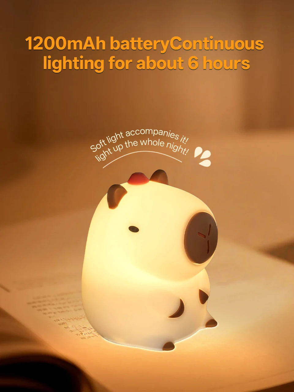 GGbingo Rechargeable Cute Capybara Night Light Novelty Dimmable Nursery Nightlight Touch Lamp Silicone Pat Lamp for Kids Room - Buy online at  Vibe In Cart.
