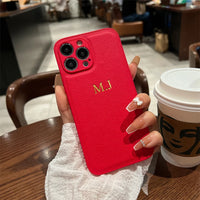 Personalized Leather Phone Case with Engraved Initials