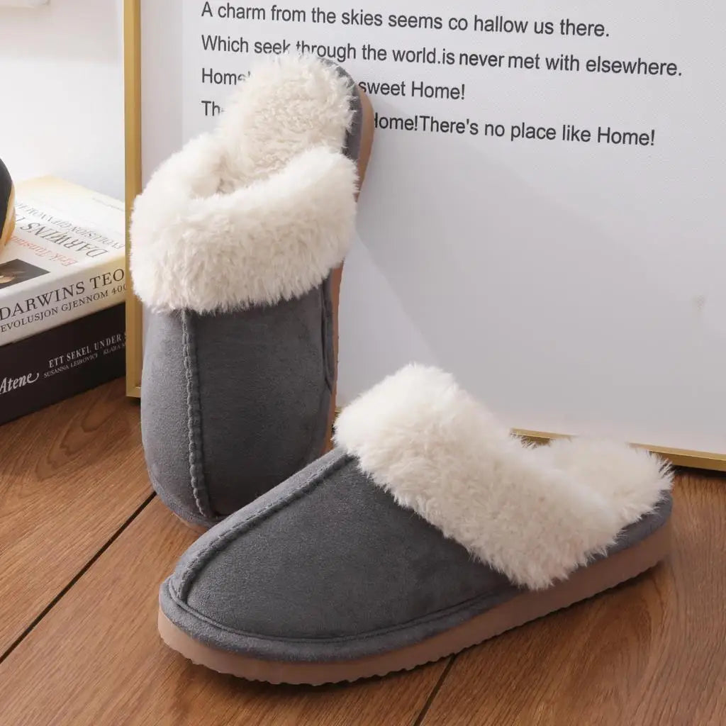 Women's Warm Plush Fuzzy Indoor Slippers with Faux Fur