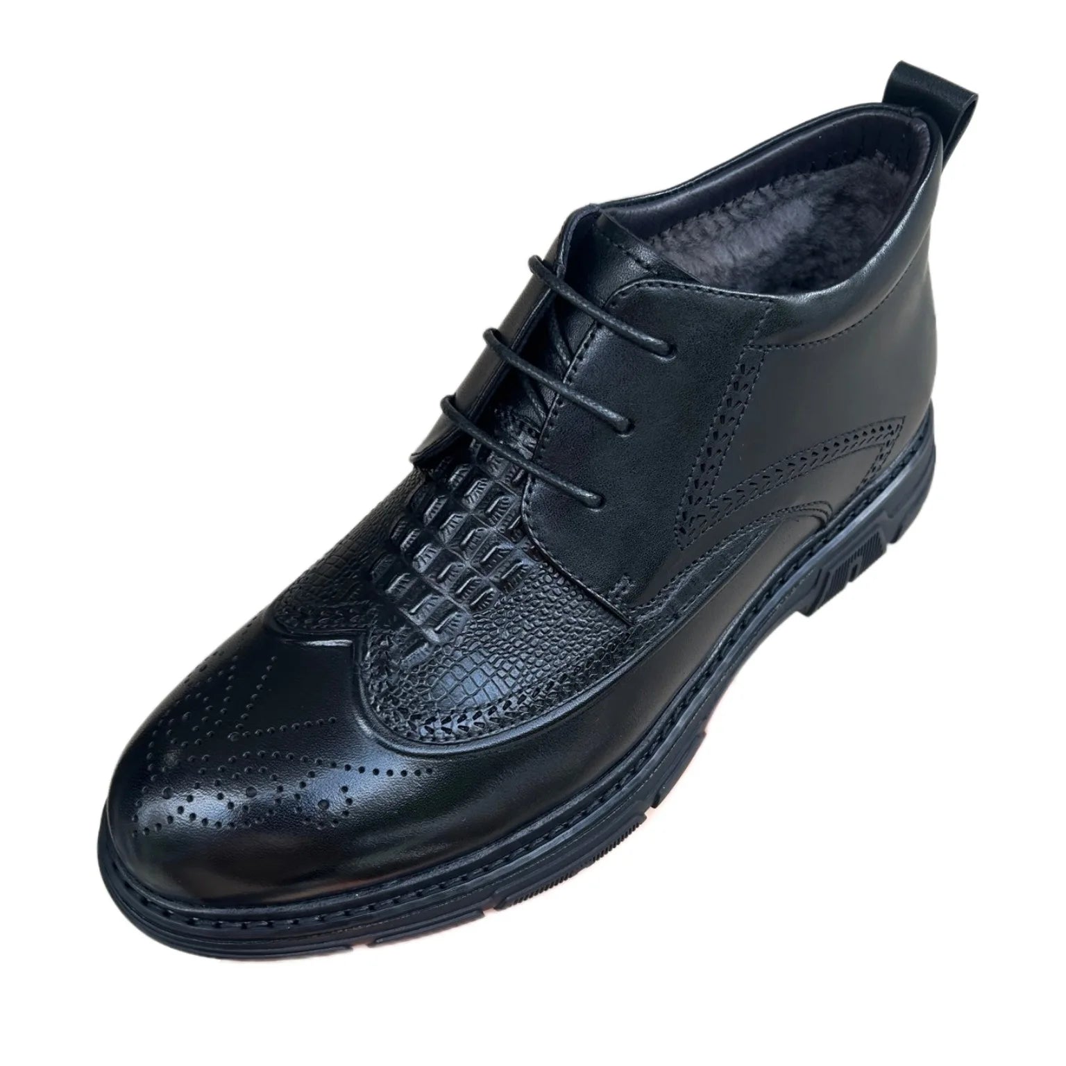 New Men's Short Boots - Genuine Leather Business Shoes with Wool Lining Fashionable and Versatile High-Top Buckle-Up Men's Shoes - Buy online at  Vibe In Cart.