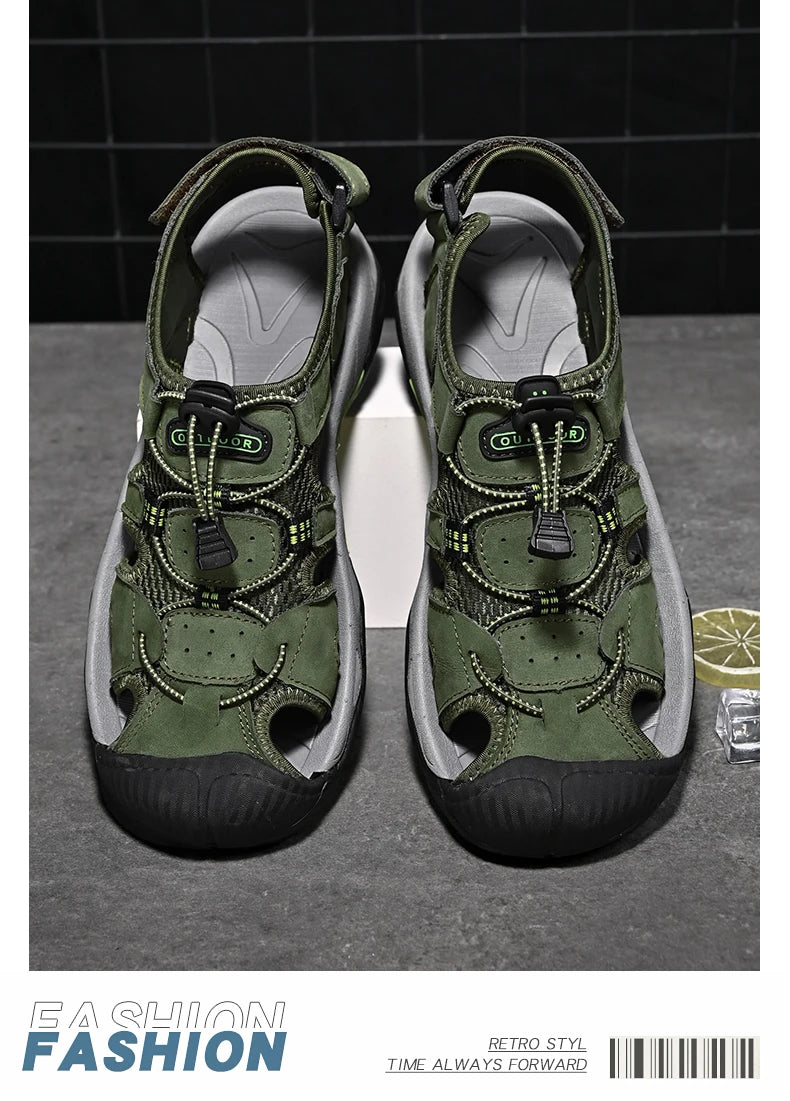 Summer Men's Sandals Classic Genuine Leather Sandals Fashion Outdoor Hiking Shoes Light  Breathable Non-slip Sneakers 38-48 - Buy online at  Vibe In Cart.