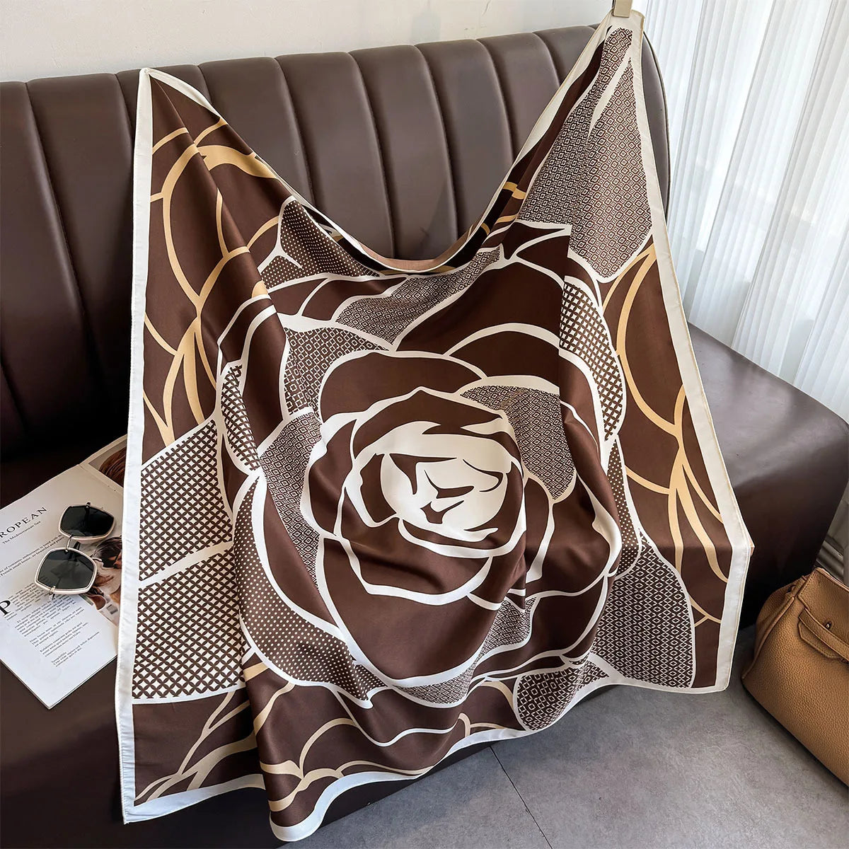 Women's Square Twill Scarf, 90x90 cm, for All Seasons