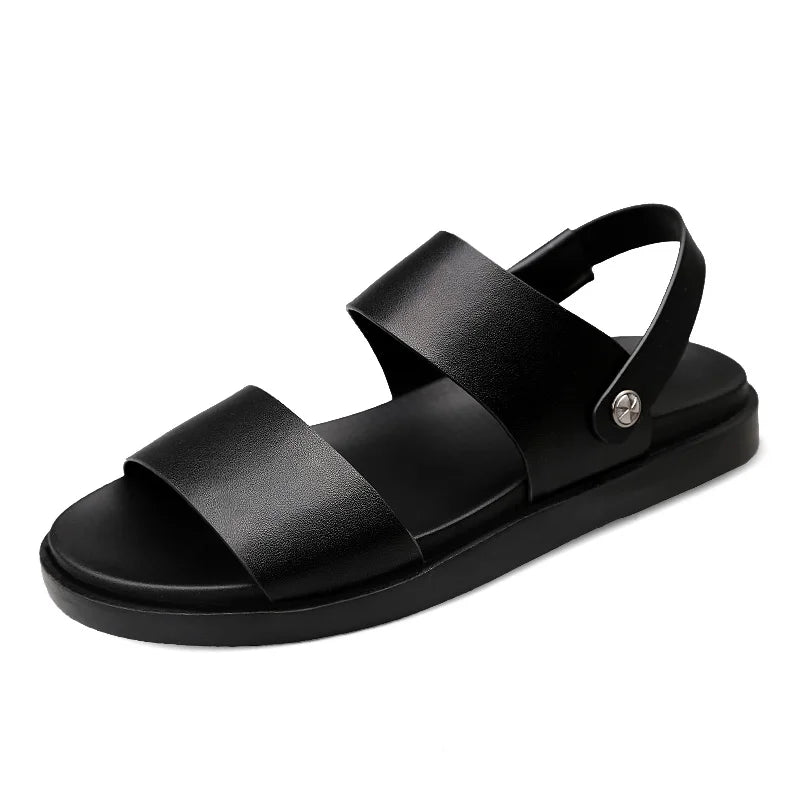 Men's Genuine Leather Slip-On Sandals for Casual Wear