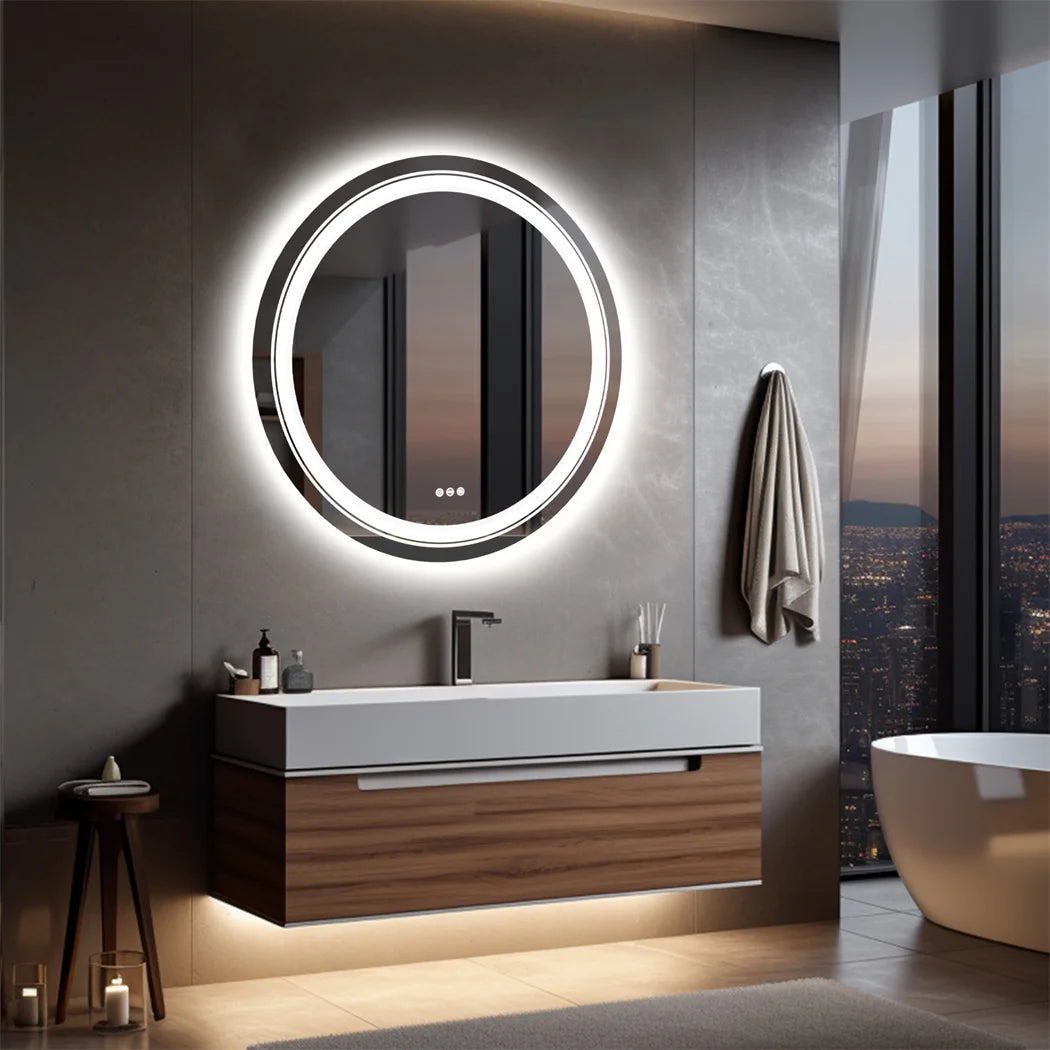 LUVODI Round Illuminate Bathroom Mirror Circle Washroom Toliet Wash Basin Fogless Vanity Mirror Waterproof - Buy online at  Vibe In Cart.