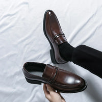 Men's Formal Slip-On Round Toe Loafers Breathable Non-Slip Shoes