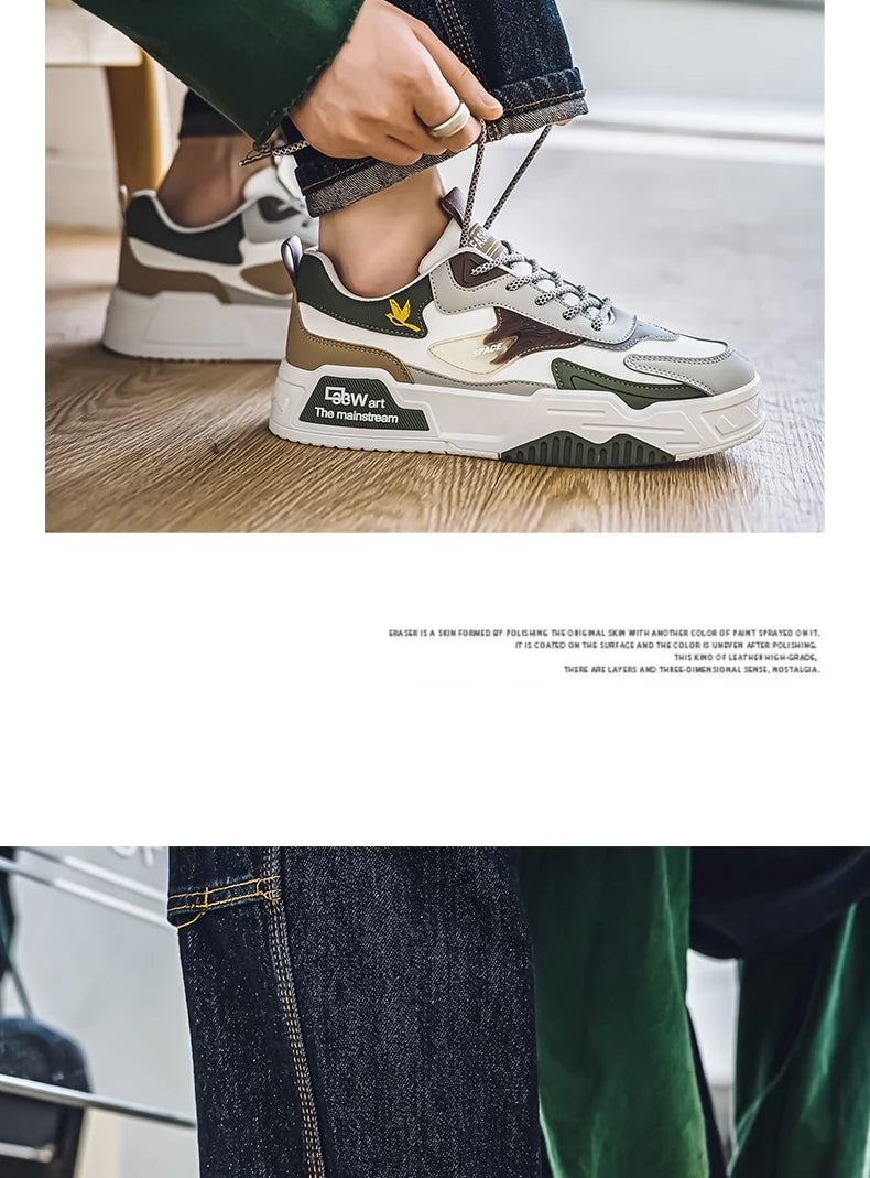 2024 Autumn New Casual Sports Shoes Men's Leather Low-Top Fashion Trend Easiest for Match Running Shoes Men's Skateboard Shoes Suitable for Outdoor Sports - Buy online at  Vibe In Cart.