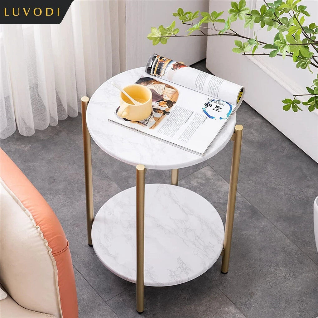 LUVODI 2-Tier Round Coffee End Tables Sofa Side Table Plant Stand with Storage Shelf Metal Frame for Living Room Bedroom - Buy online at  Vibe In Cart.
