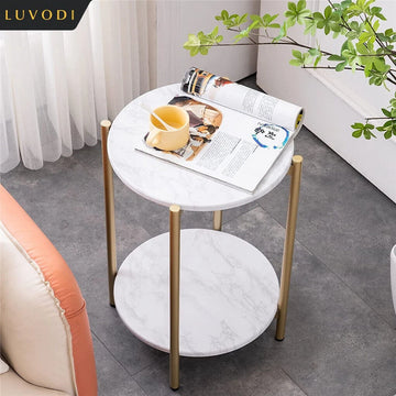 LUVODI 2-Tier Round Coffee End Tables Sofa Side Table Plant Stand with Storage Shelf Metal Frame for Living Room Bedroom - Buy online at  Vibe In Cart.
