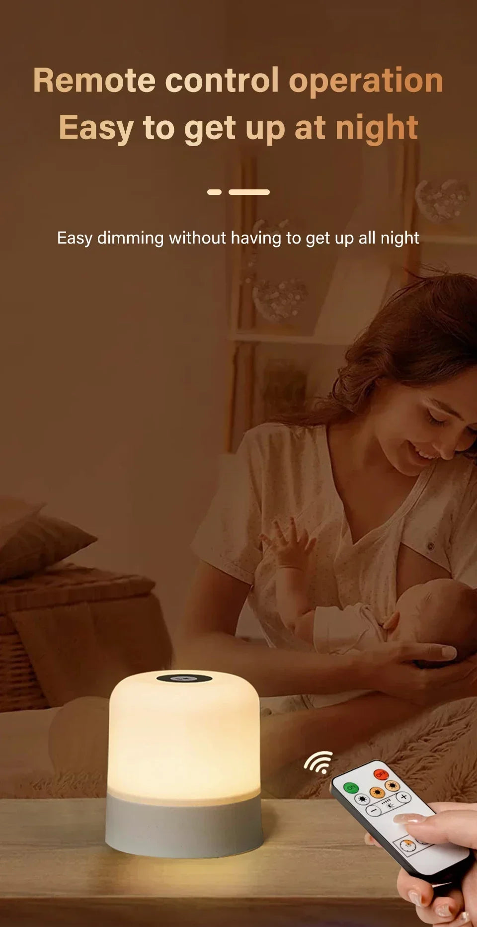 Rechargeable Led Night Light with Remote Control Touch Switch Table Lamp for Reading Bedroom White RGB Color Dimmable Portable - Buy online at  Vibe In Cart.