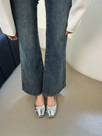 Women's Square Toe Slip-On Ballet Flats with PU Upper