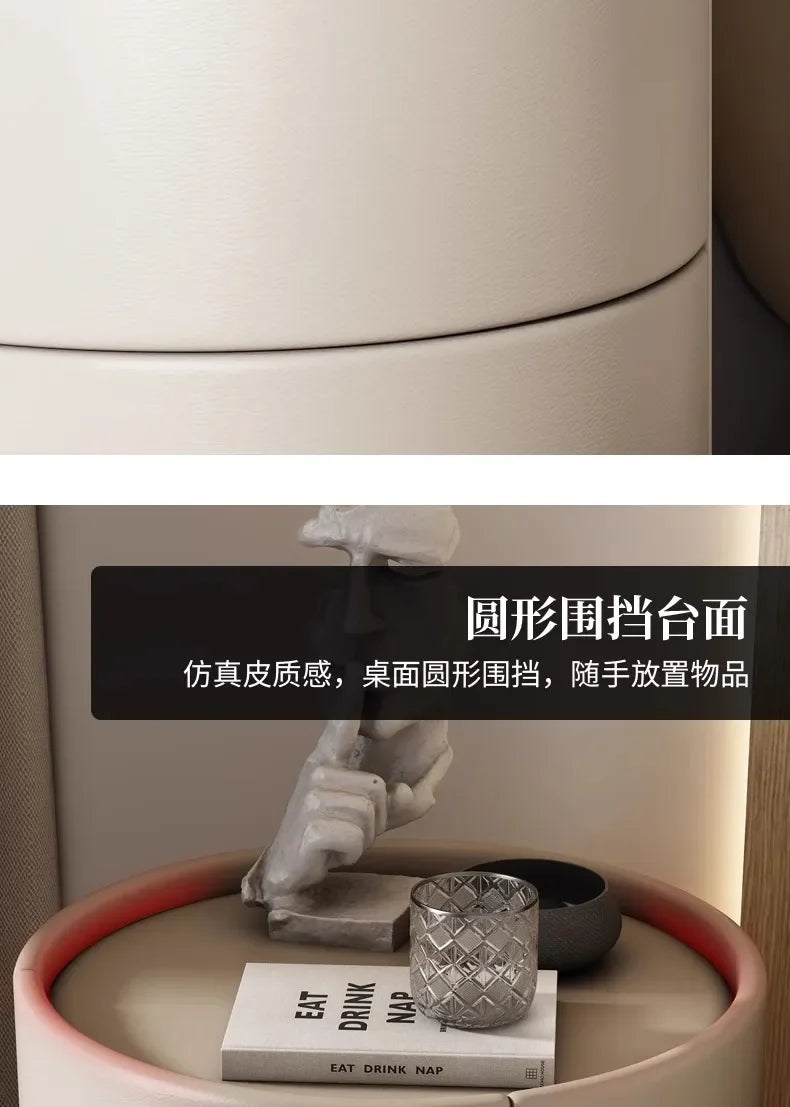 Home Living Room Sofa Side Cabinet, Creative Round Solid Wood Bedside Table, New Simple Modern Small Bedroom Storage Cabinet - Buy online at  Vibe In Cart.