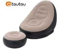 OTAUTAU Inflatable Lounger with Footstool Ottoman Chaise Lounge Recliner Outdoor Portable Camping Couch Garden Chair Pouf SF029 - Buy online at  Vibe In Cart.