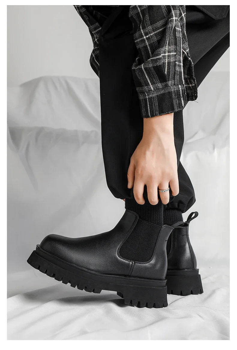 Men's Versatile Casual British Style Heightening Chelsea Boots, Paired with Trendy and Simple Ankle Boots for Outerwear. - Buy online at  Vibe In Cart.