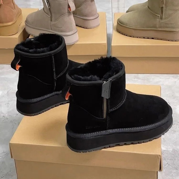 Thick soled snow boots for women 2025 new model, thick soled side zipper short boots with plush and thick cotton shoes - Buy online at  Vibe In Cart.