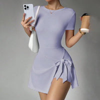 FUBEIKE New Fake Two-Piece Anti-Exposure Tight-Fitting Sports Dress Slimming Strap Casual Fitness Back Yoga Tennis Dress - Buy online at  Vibe In Cart.