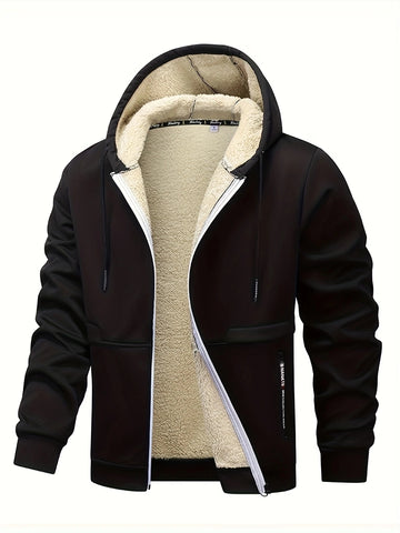 Winter Lambswool Zipper Hoodies Thicken Warm Jackets Long Sleeve Sweatshirts Casual Sports Fleece Black Coats Hooded Men Coat To - Buy online at  Vibe In Cart.