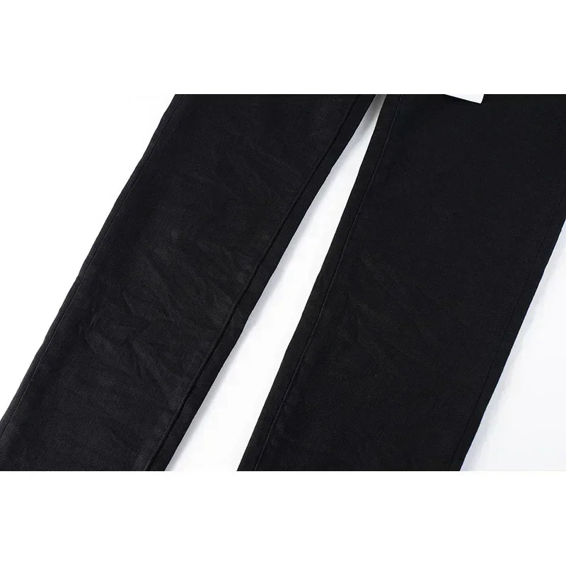 Men's High Purple USA Stretch Skinny Jeans Pants Color Distressed Black Streetwear Button Fly Ripped Jeans - Buy online at  Vibe In Cart.