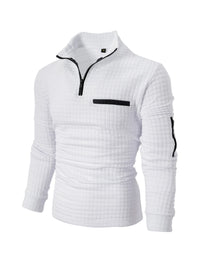 Spring autumn men's golf POLO shirt stand collar checkerboard arm zipper pocket fashion sports long-sleeved polo shirt top - Buy online at  Vibe In Cart.