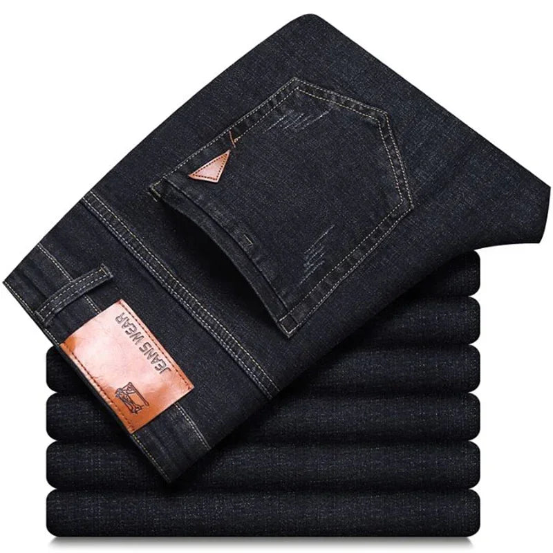 Men's Straight Leg Stretch Denim Jeans for Casual Wear
