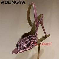 2026 Summer Trendy New Shiny Fish Mouth Toe Sexy Stiletto Sandals Woman Quality Sequined Thin High Heel Slippers for Women Shoes - Buy online at  Vibe In Cart.