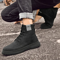 Men's Lace-Up Ankle Boots Martin Style Flat Heel