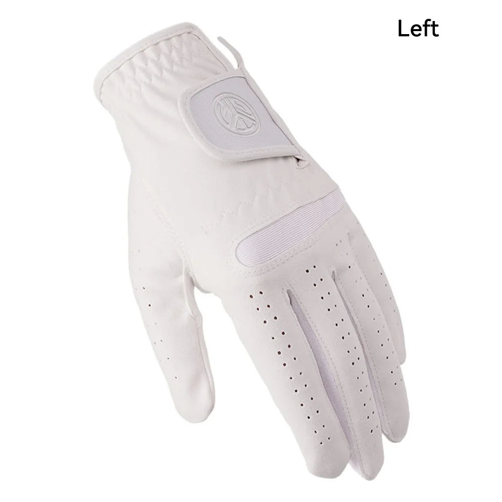 Men's 1-Piece White Fiber Cloth Golf Gloves for Left or Right Hand
