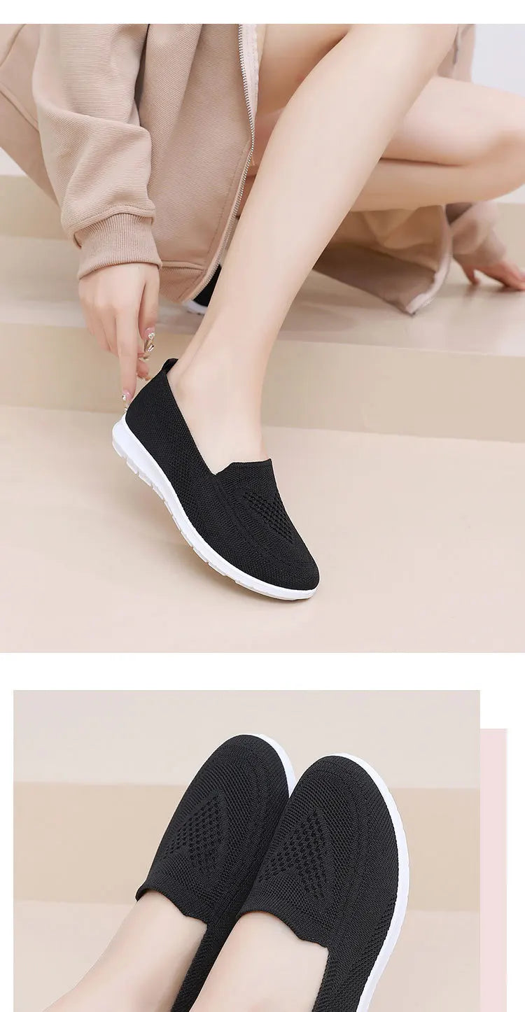 Women's Casual Slip-On Loafer Flats with Breathable Mesh and Hollow Design