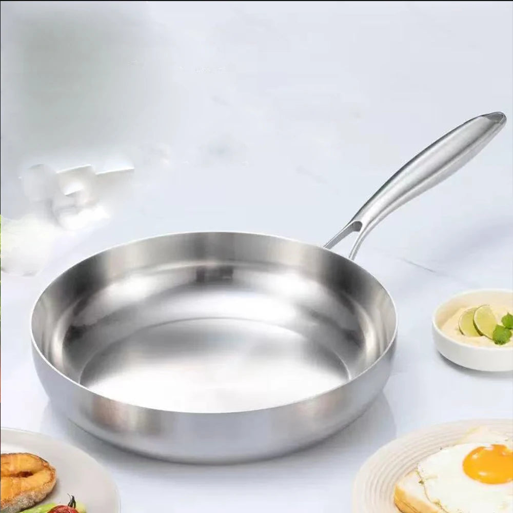 316 Stainless Steel Frying Pan Wok NonStick Pan Fried Steak Pot Uncoated Kitchen Cookware For Gas Stove and Induction Cooker Wok - Buy online at  Vibe In Cart.