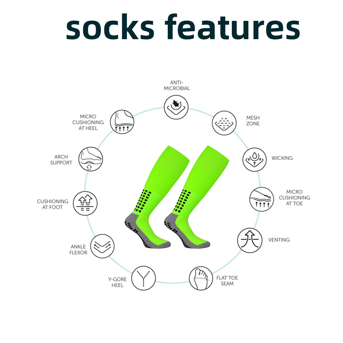 Long Football Socks Men's Long Tube Professional Training Soccer Socks Thickened Silicone Non-Slip Towel Bottom Sports Socks - Buy online at  Vibe In Cart.
