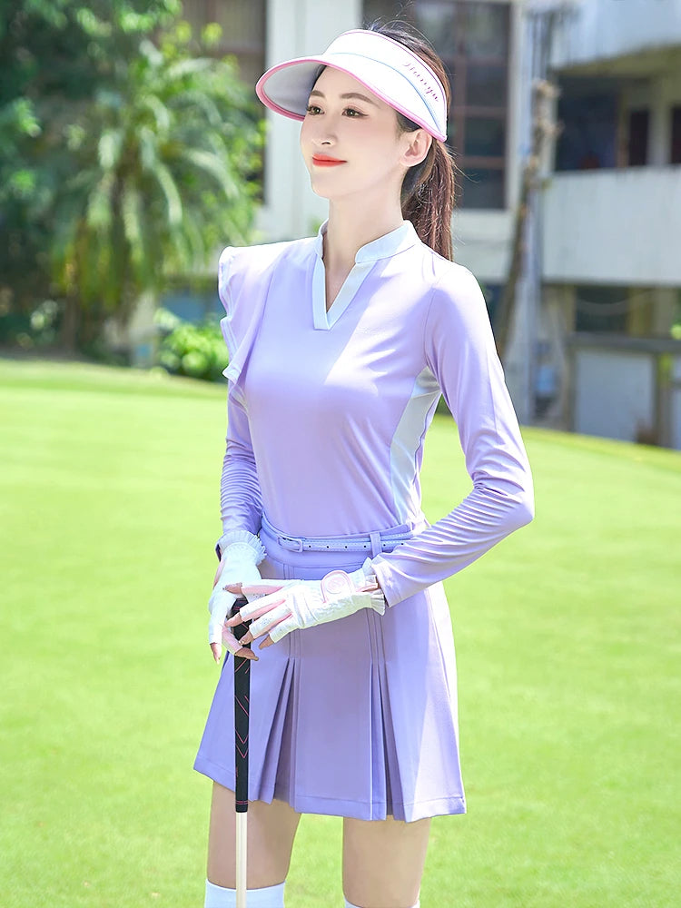 TTYGJ New Golf Skirt Women Spring Autumn Fashion A-lined Skirt Ladies Outdoor Sports Skorts Casual Golf Wear with Inner Shorts