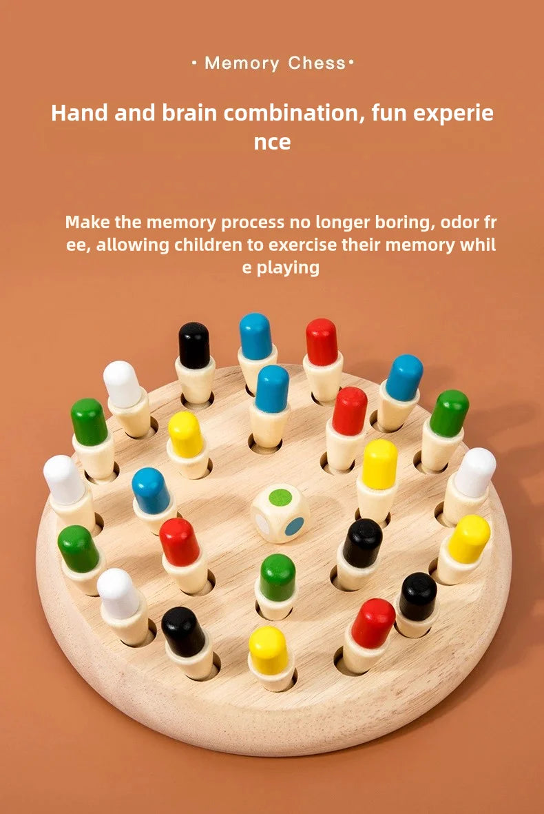 Wooden Memory Match Stick Chess Color Game Board Puzzles Montessori Educational Toy Cognitive Ability Learning Toys For Children
