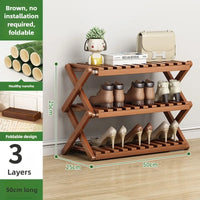 Folding Multi-Level Bamboo Shoe Rack for Living Room Storage