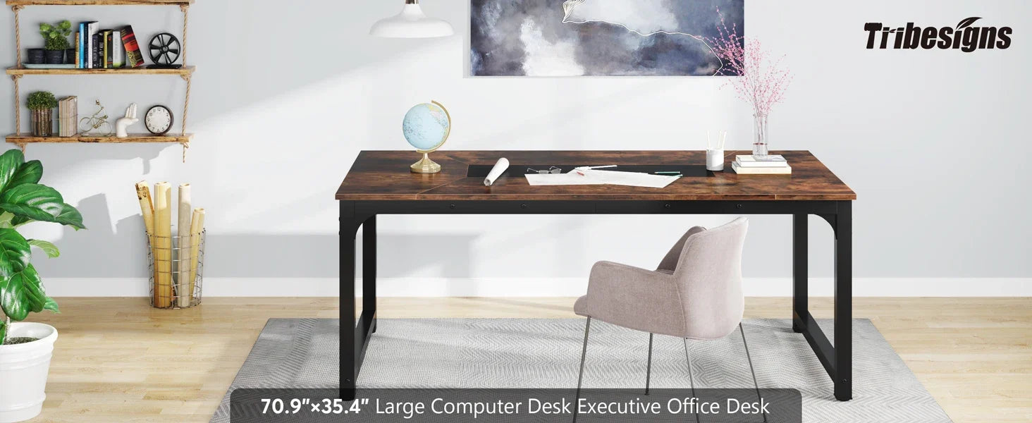 Tribesigns Modern Computer Desk 70.8 inch Large Executive Office Desk Study Writing Desk Workstation Computer Table - Buy online at  Vibe In Cart.