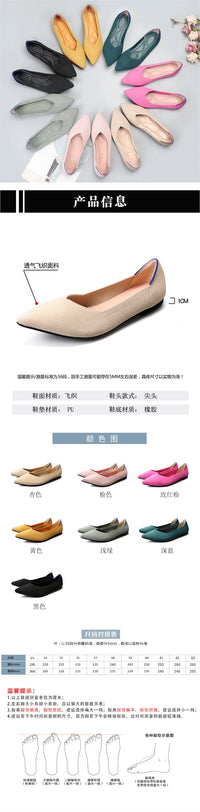 Breathable Polyester Shoes Women Spring Flats Pointy Toe Ballerinas Ladies Stretch Knitted Loafers Daily Casual Shallow Shoes - Buy online at  Vibe In Cart.