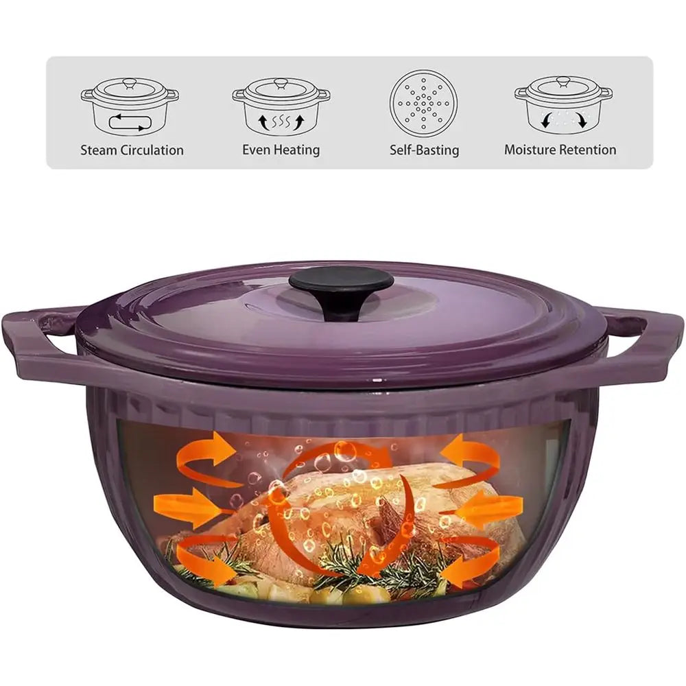5-Quart Fig-Colored Enameled Cast Iron Dutch Oven with Lid, Premium Enameled Cookware - Buy online at  Vibe In Cart.