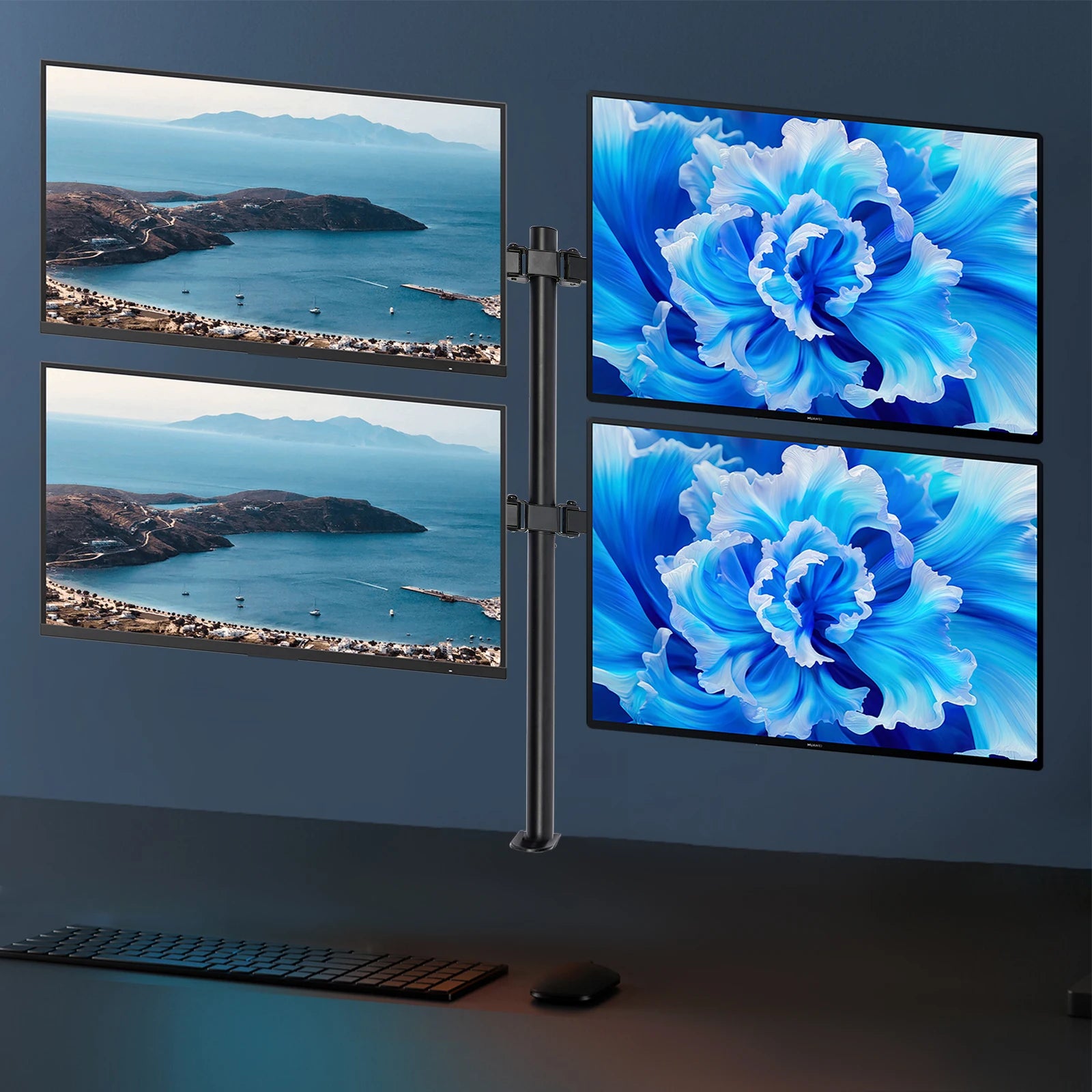 Adjustable Height Monitor Arm for 10-27 Inch Screens with 360 Degree Rotation in Black