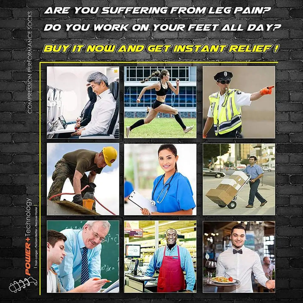 Men's Compression Crew Sports Socks with Nylon Blend