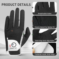 Men's Performance Mesh Golf Gloves 6 Pack in Black, Gray, Green